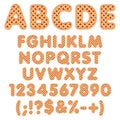 Alphabet, letters, numbers and signs from berry pie. Isolated vector objects. Royalty Free Stock Photo